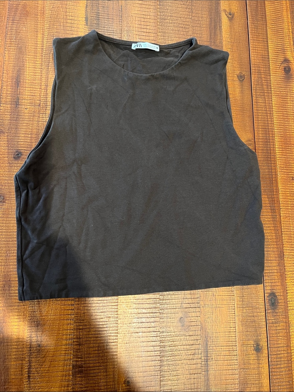 Zara Brown Crewneck Sleeveless Tank